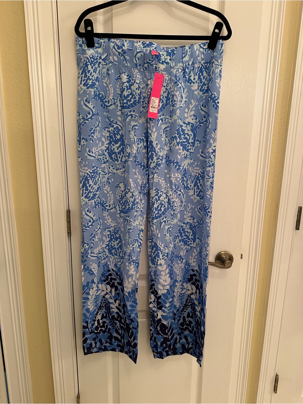 Lilly Pulitzer Blue and Cream Bal Harbour Floral Palazzo Pants